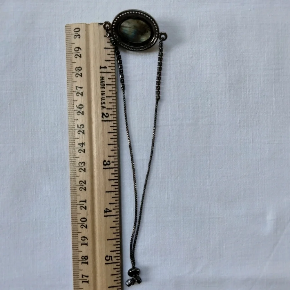 Bracelet w/ Iridescent Olive Green Stone Adjustable One Size Fits Most